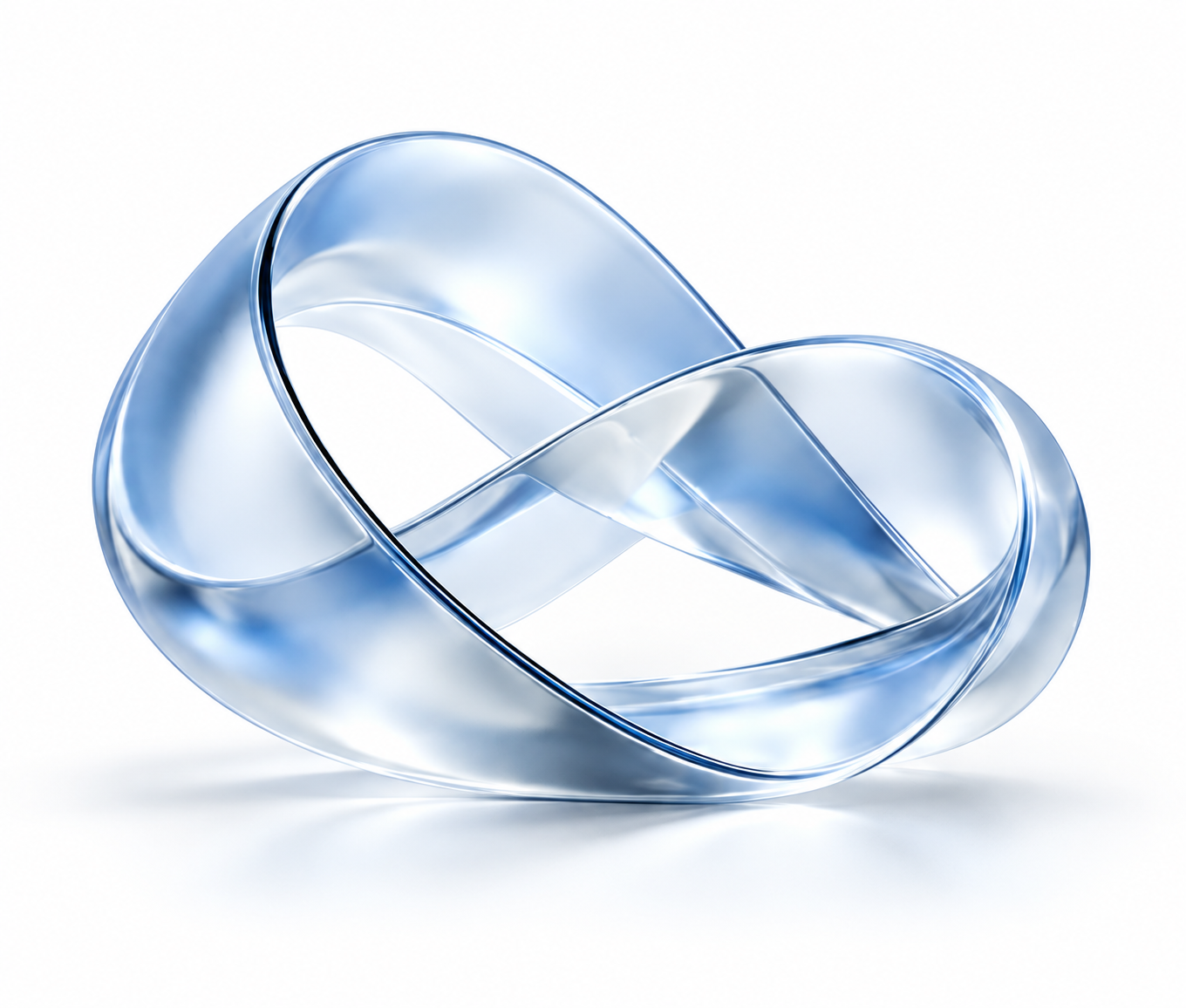 A sculptural loop of translucent silver-blue glass